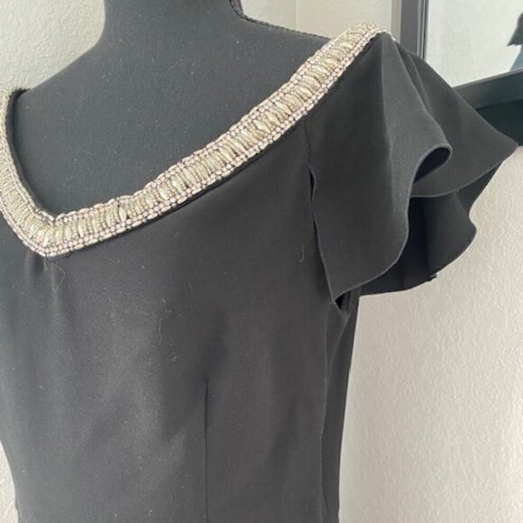 NWT RACHEL ZOE Fifi Beaded Fit & Flare Black Dress 10 - Picture 9 of 16